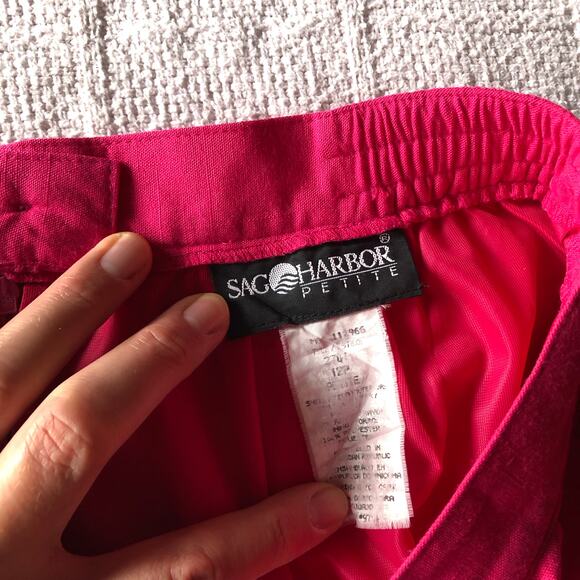 VTG Sag Harbor Pencil Skirt Size 12P Pink Short Knee High Waisted Office Barbie - Picture 3 of 9